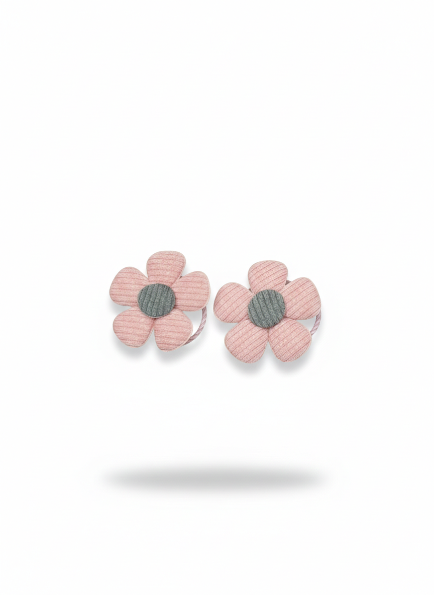 Coppia di codini flower pop a costine