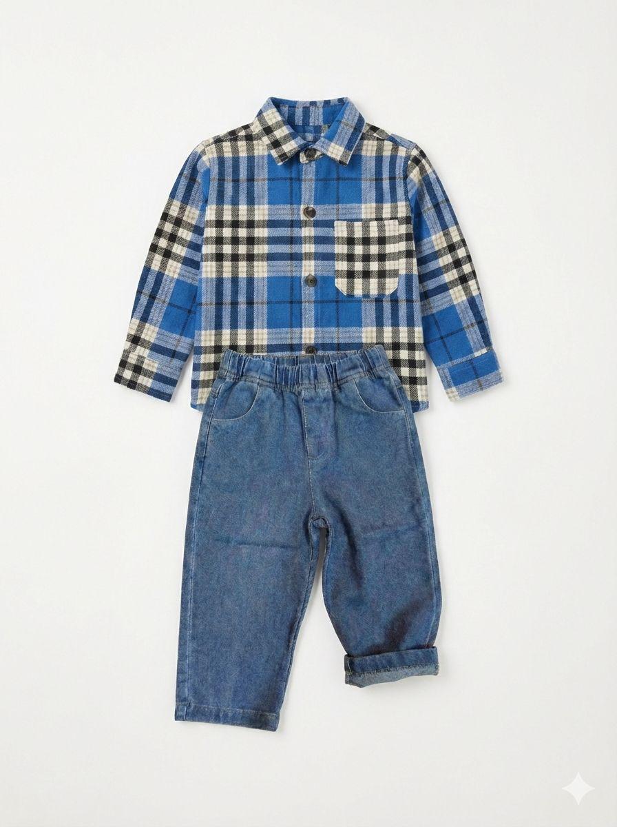 Camicia blue urban - Check vivace con taschino frontale