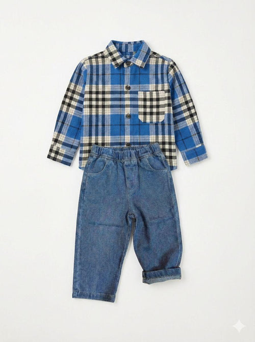 Camicia blue urban - Check vivace con taschino frontale