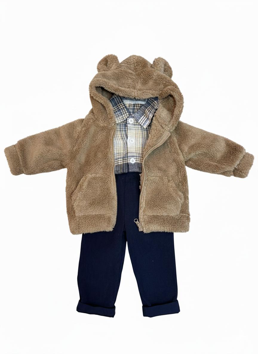 Camicia a quadri con taschino e pantaloni comfort a costine