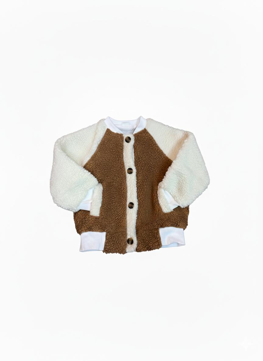 Bomber in sherpa latte e cammello