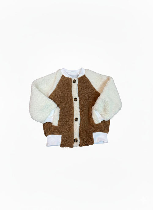 Bomber in sherpa latte e cammello