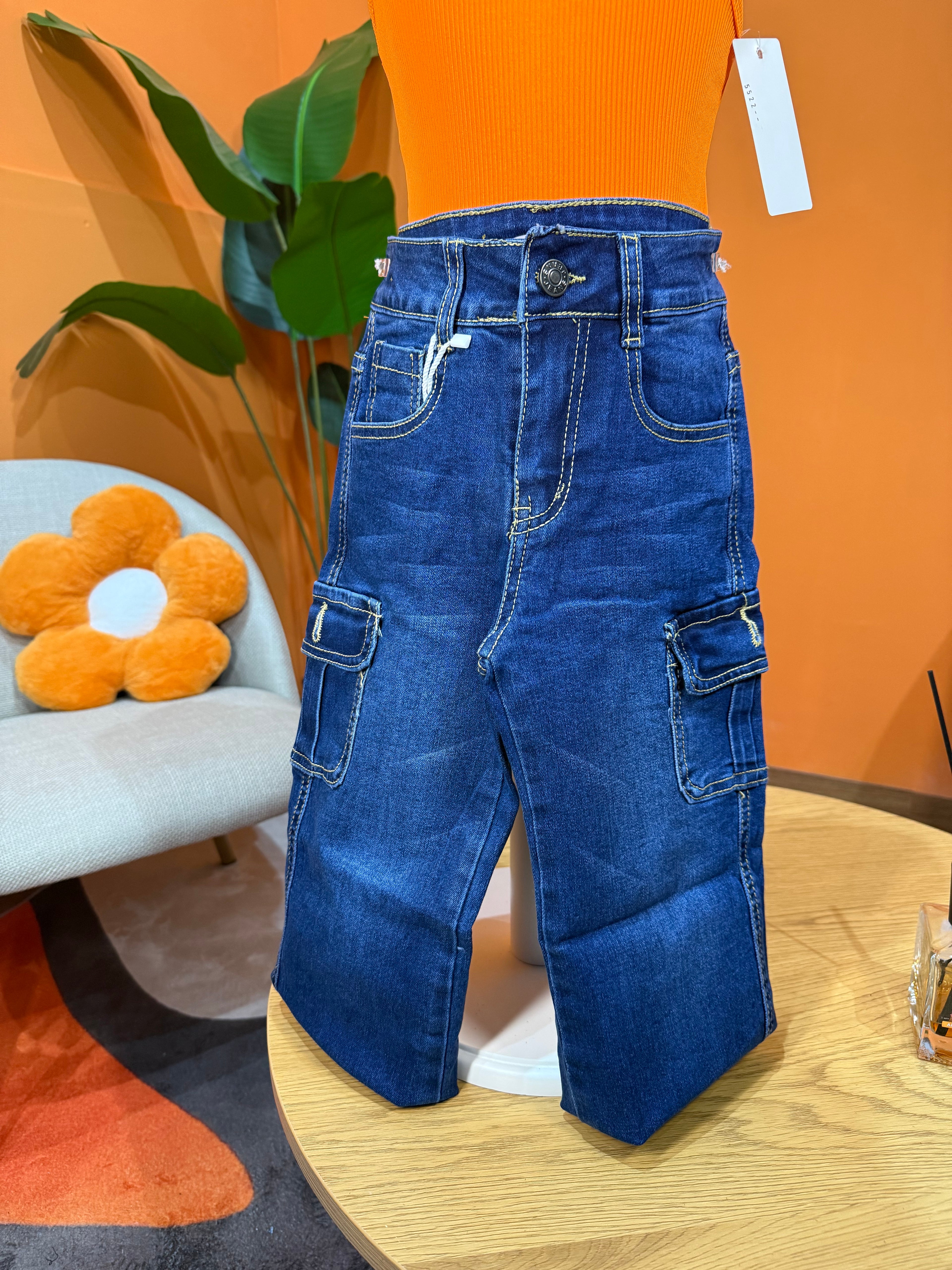 JEANS CARGO STREETWEAR - DENIM SCURO