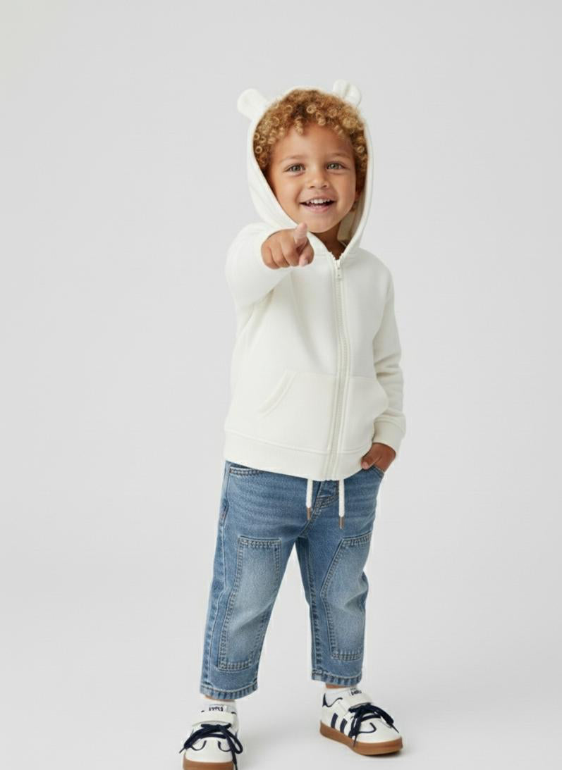 Felpa basic con dettaglio orecchie e tasca a marsupio