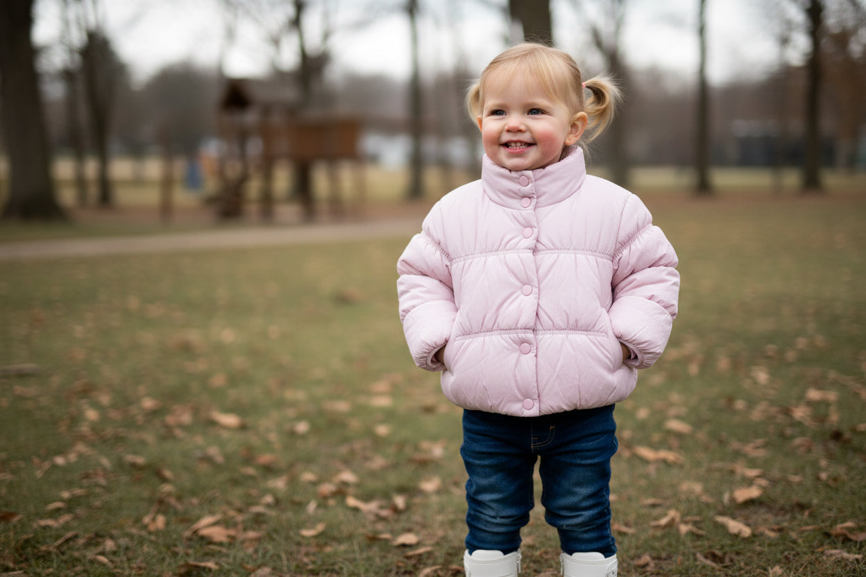 Giubbotto rosa baby effetto bombato