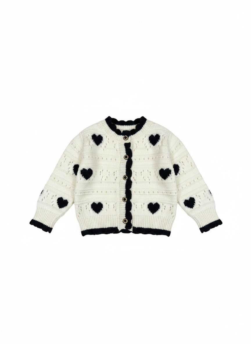 Cardigan lovely heart con ricami traforati