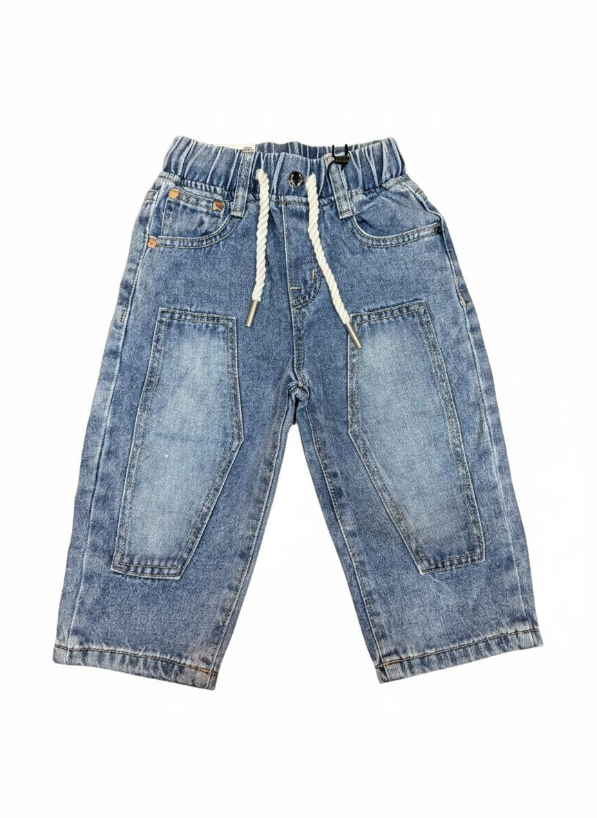 Jeans jogger con pannelli frontali e vita elastica