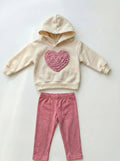Set soft heart - felpa con cappuccio e leggings