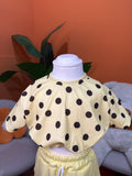 T-SHIRT CROP A POIS - GIALLO