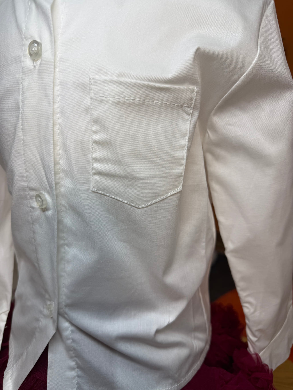 CAMICIA CLASSICA BIANCA A MANICHE LUNGHE CON TASCHINO