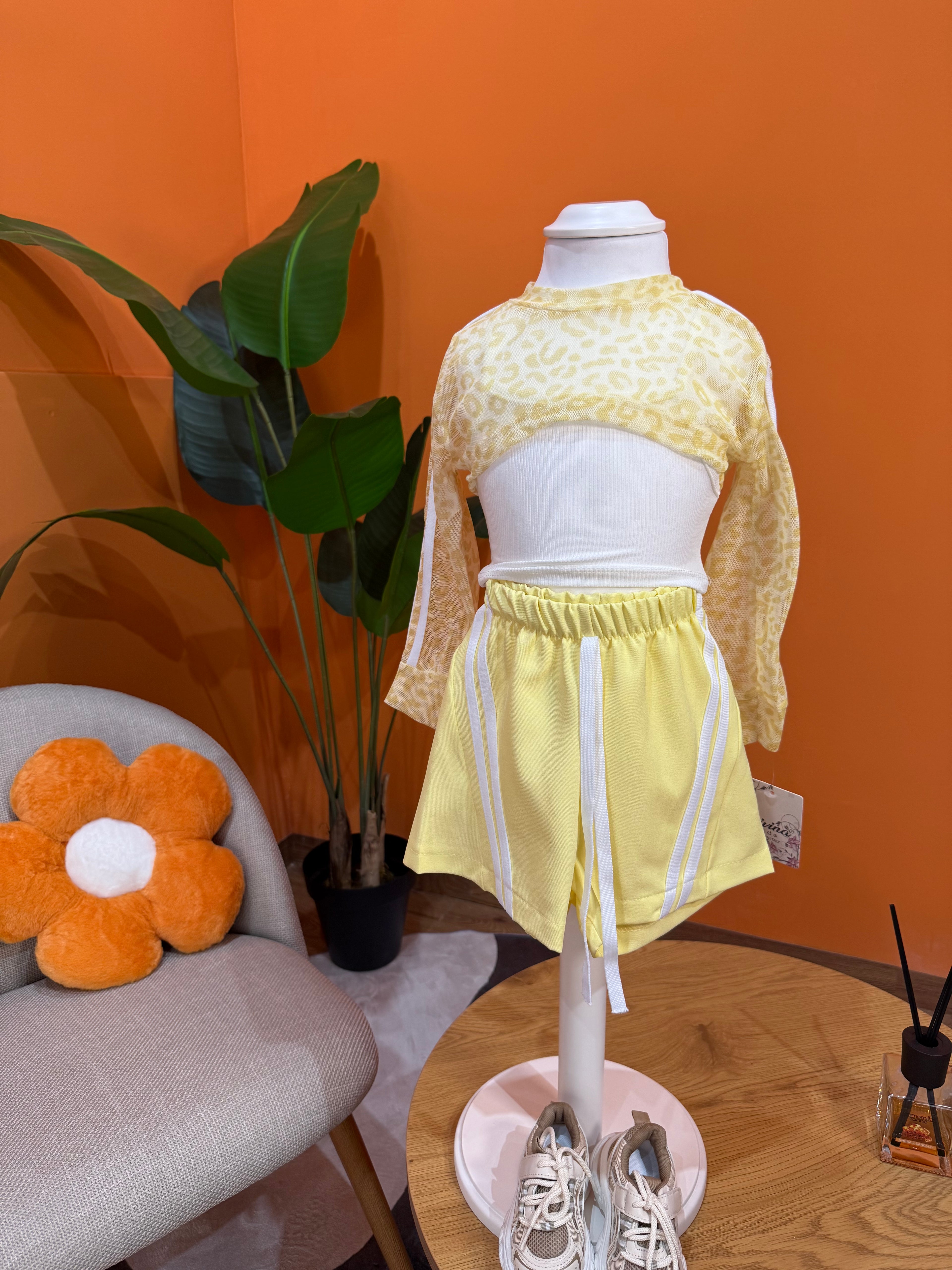SET 3 PEZZI SPORTY - CHIC ANIMALIER - GIALLO