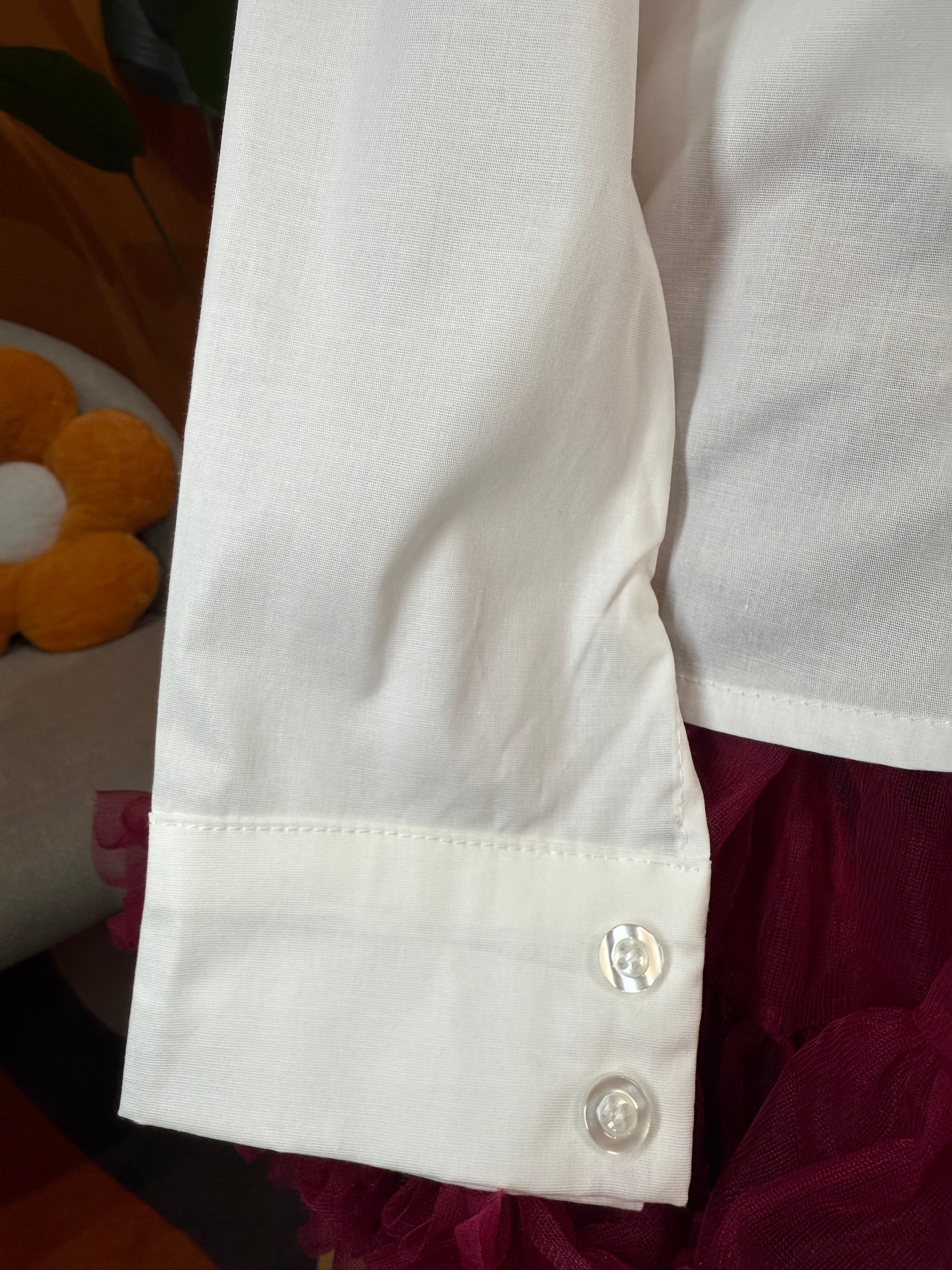 CAMICIA CLASSICA BIANCA A MANICHE LUNGHE CON TASCHINO
