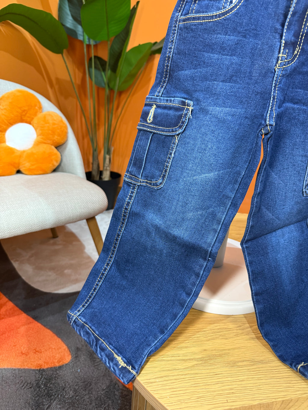 JEANS CARGO STREETWEAR - DENIM SCURO
