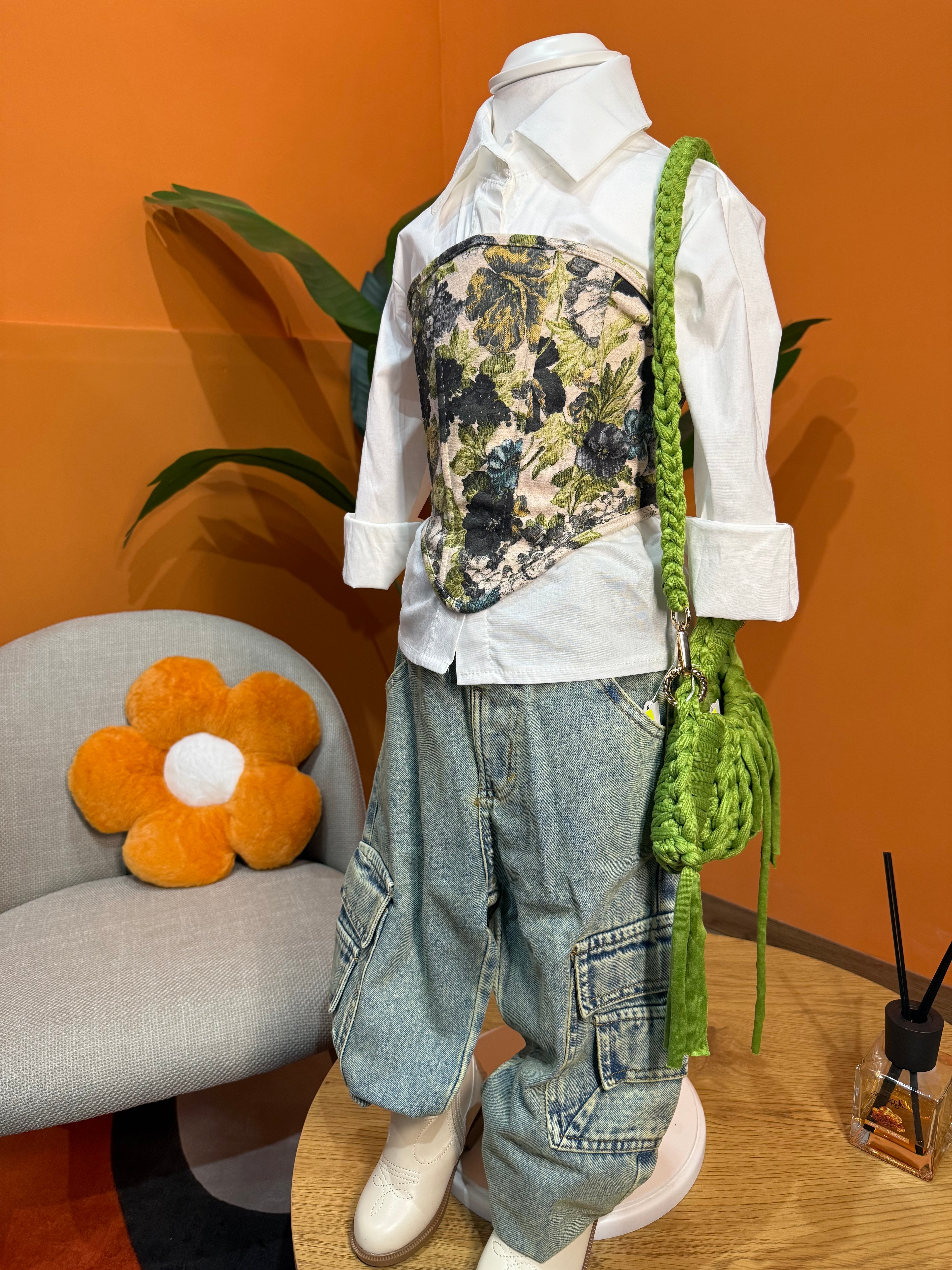 PANTALONE CARGO CHUNKY – DENIM ACIDO CON MAXI TASCONI