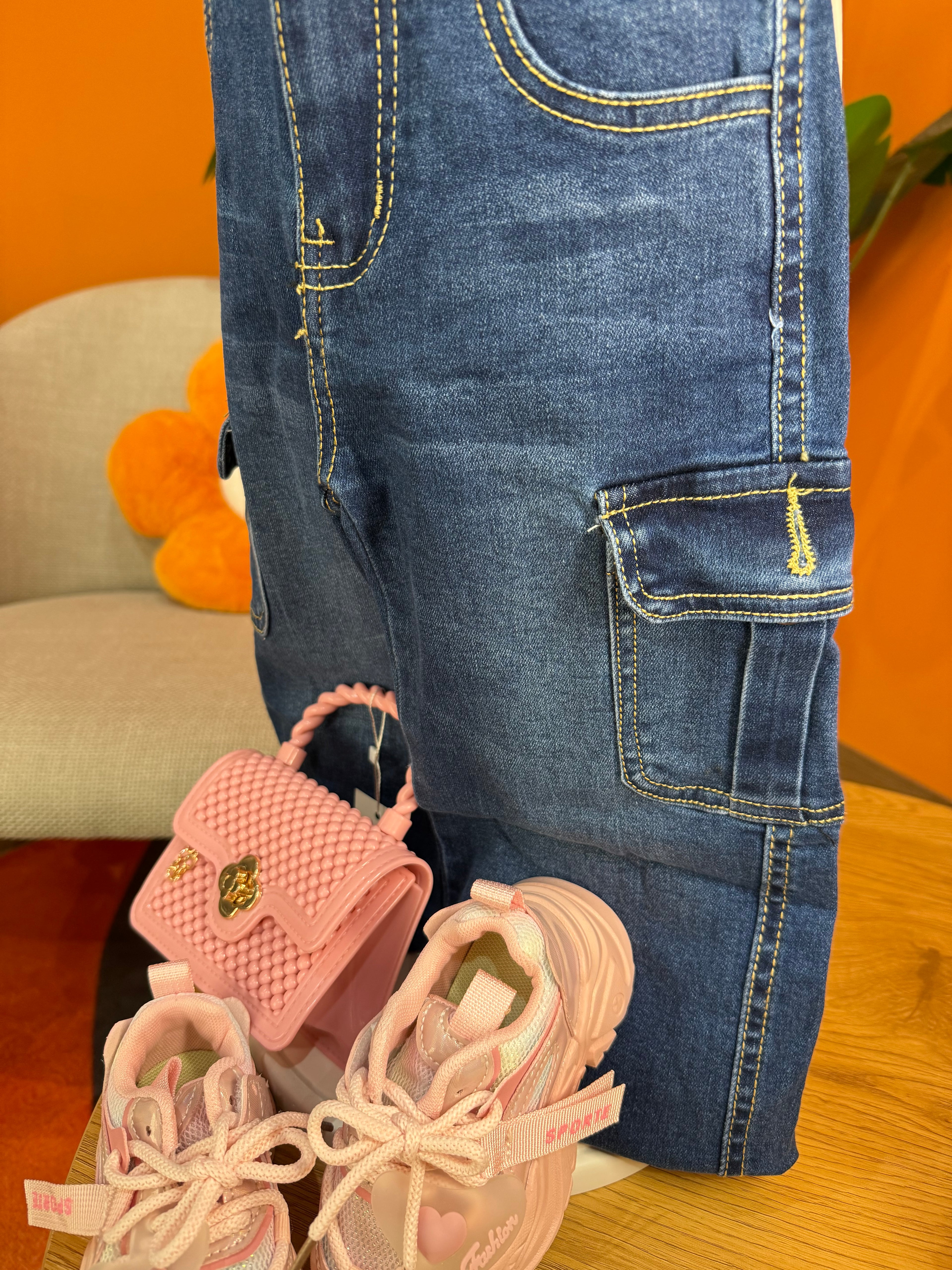 JEANS CARGO STREETWEAR - DENIM SCURO