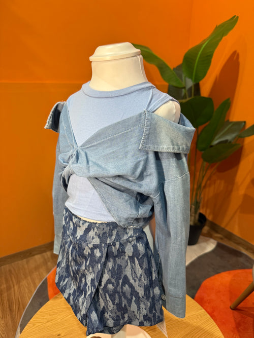 CAMICIA 2-IN-1 DENIM TWIST: CAMICIA IN JEANS CON TOP INTEGRATO💎