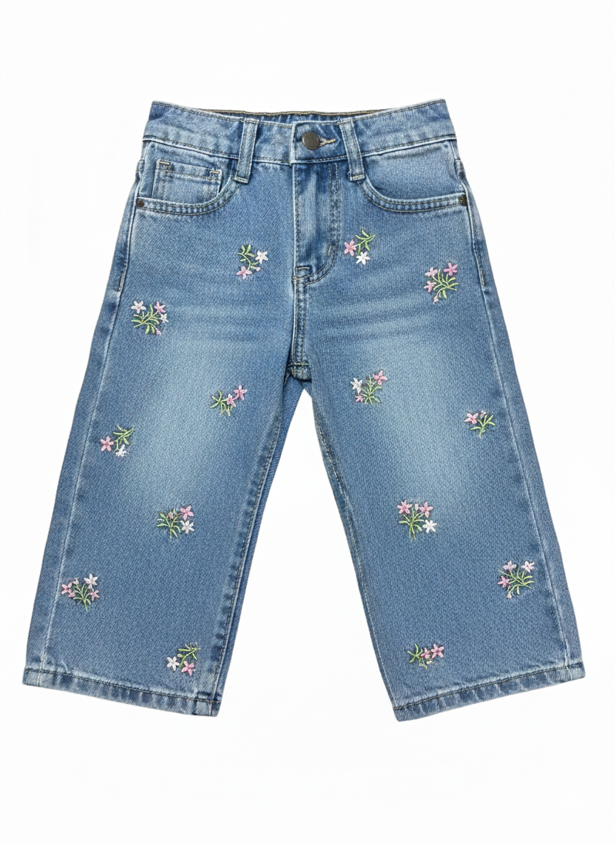 Jeans flare con dettagli floreali