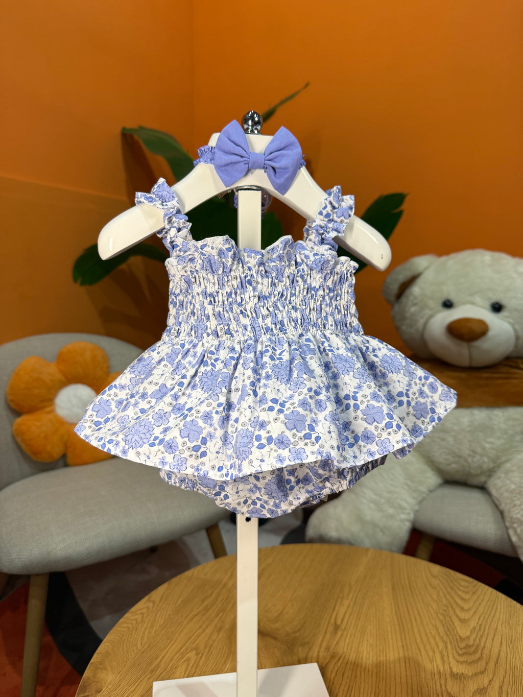 VESTINA A BODY FLOREALE CON FASCIA FIOCCO - BLU