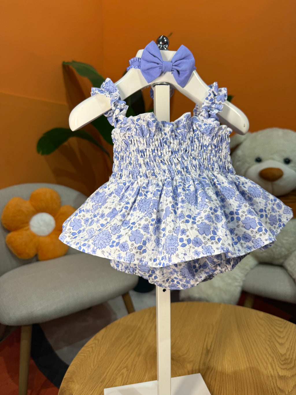 VESTINA A BODY FLOREALE CON FASCIA FIOCCO - BLU
