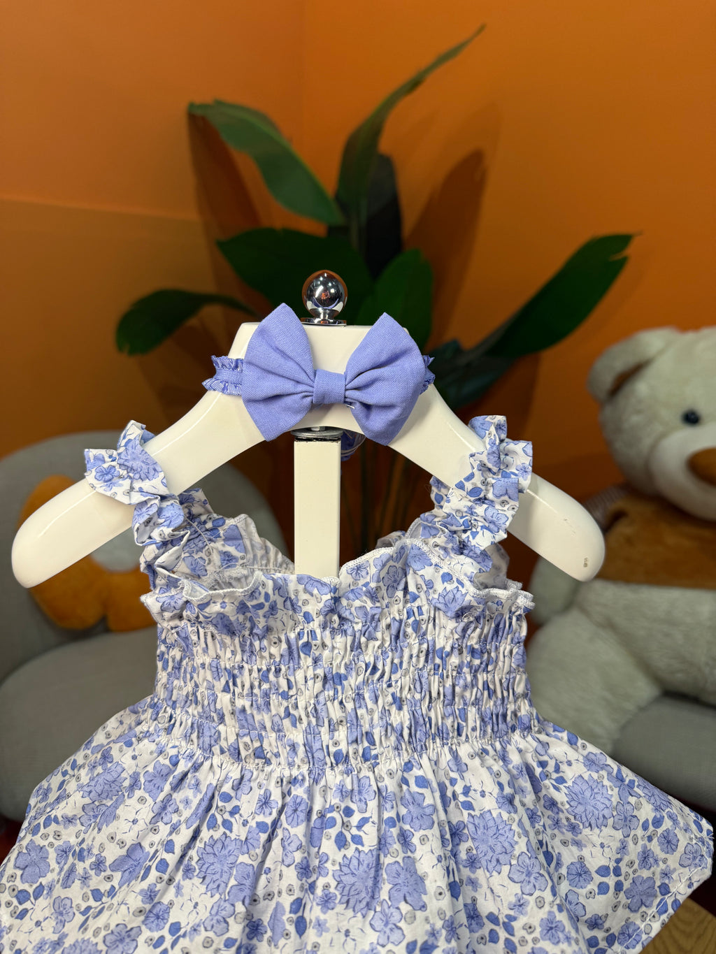 VESTINA A BODY FLOREALE CON FASCIA FIOCCO - BLU