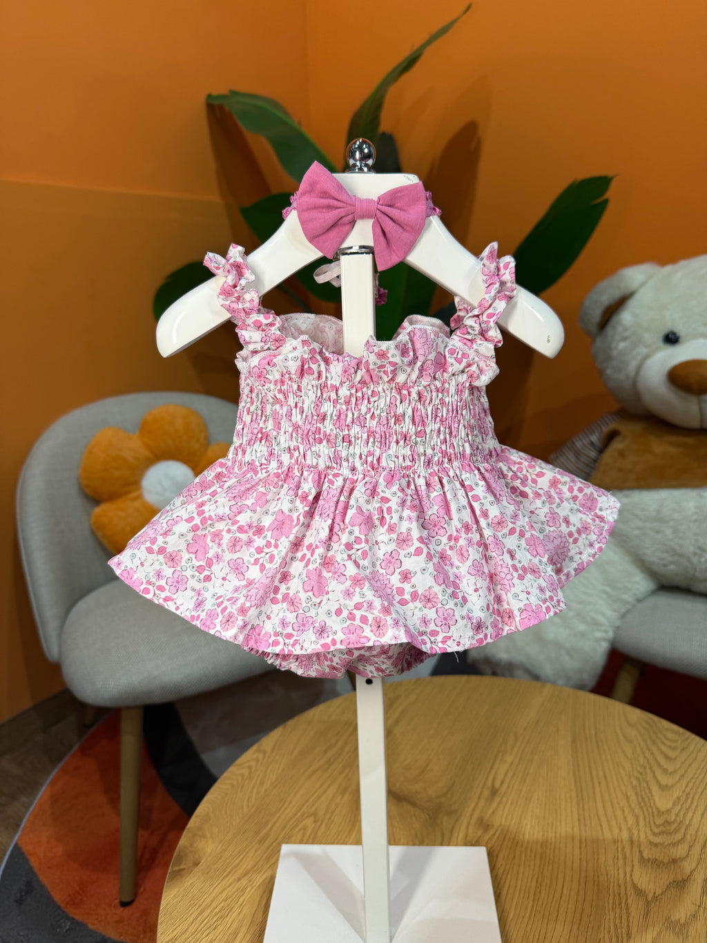 VESTINA A BODY FLOREALE CON FASCIA FIOCCO - FUCSIA