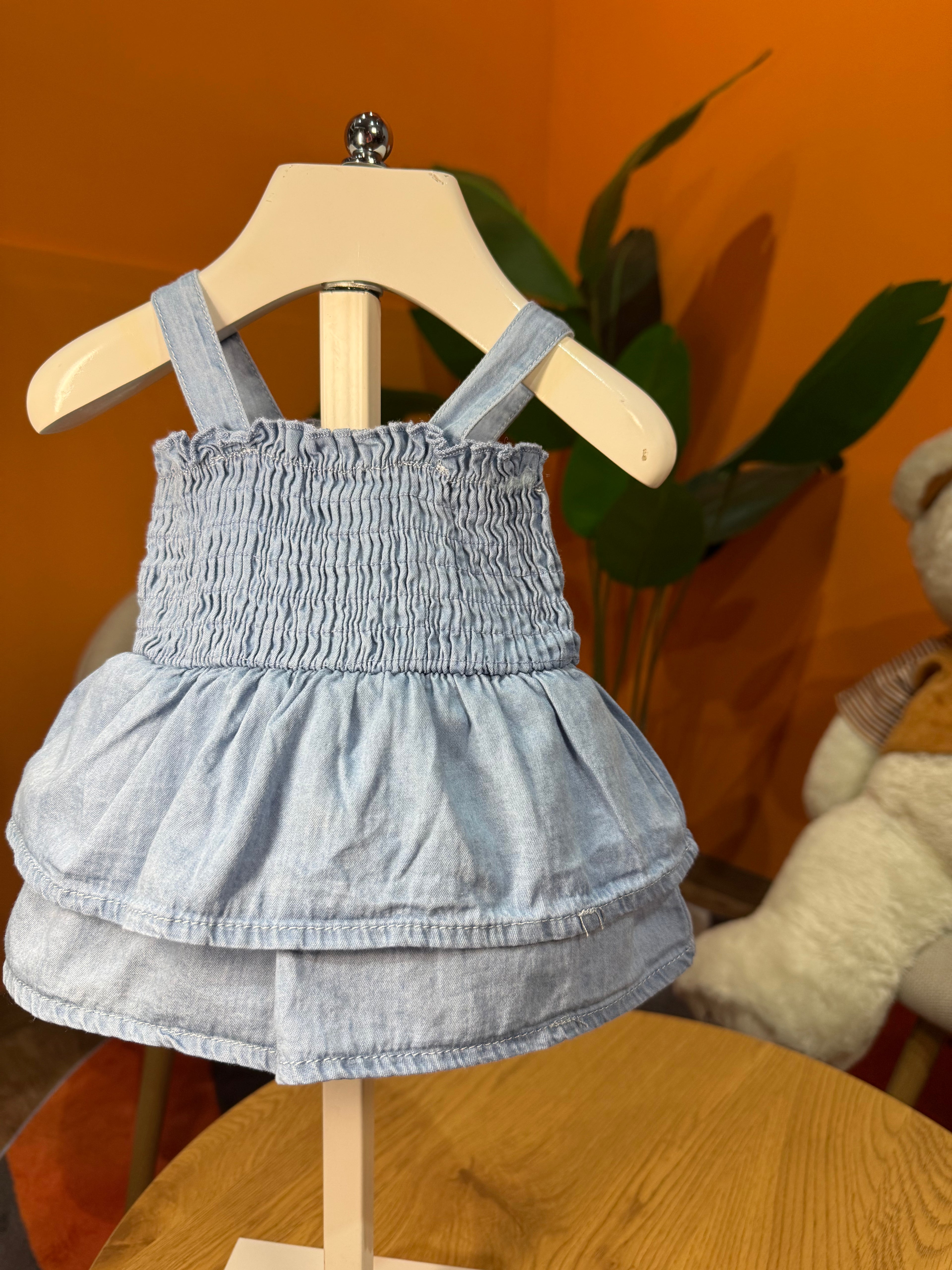 VESTINA A BODY IN DENIM CON BALZE E CORPETTO ELASTICO