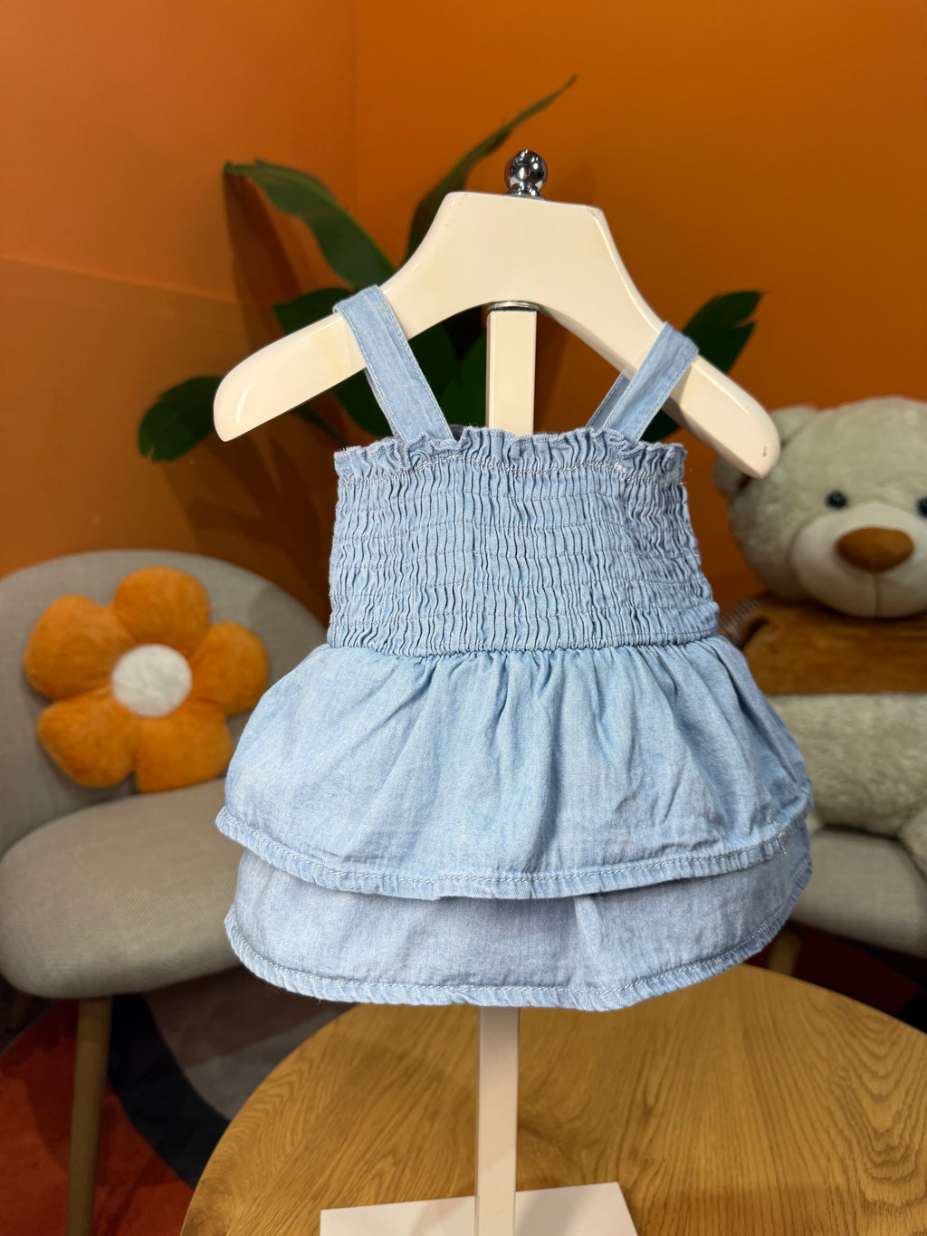 VESTINA A BODY IN DENIM CON BALZE E CORPETTO ELASTICO