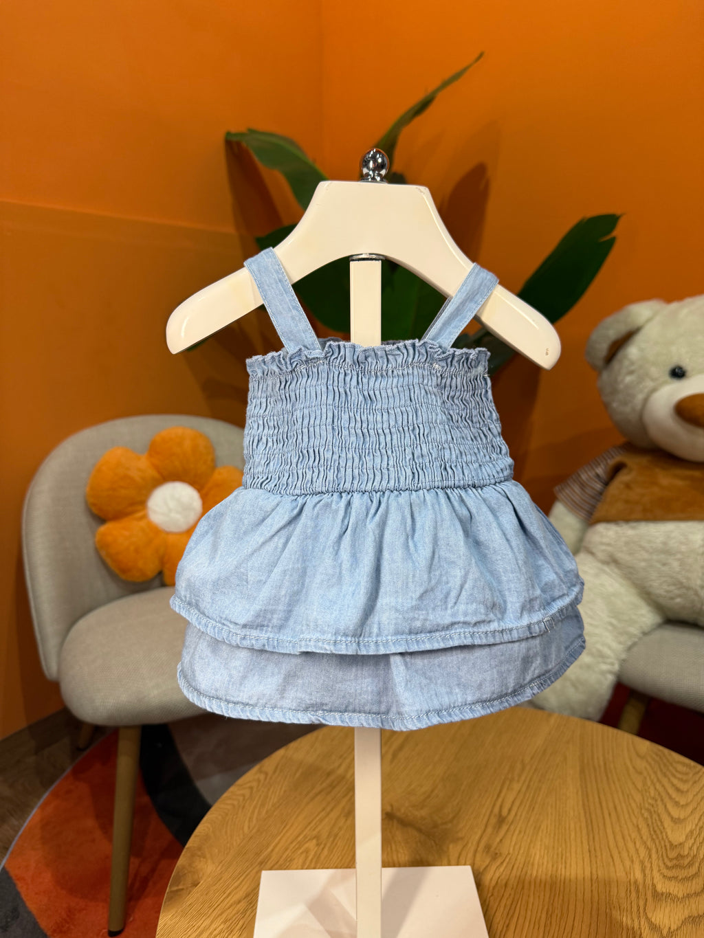 VESTINA A BODY IN DENIM CON BALZE E CORPETTO ELASTICO