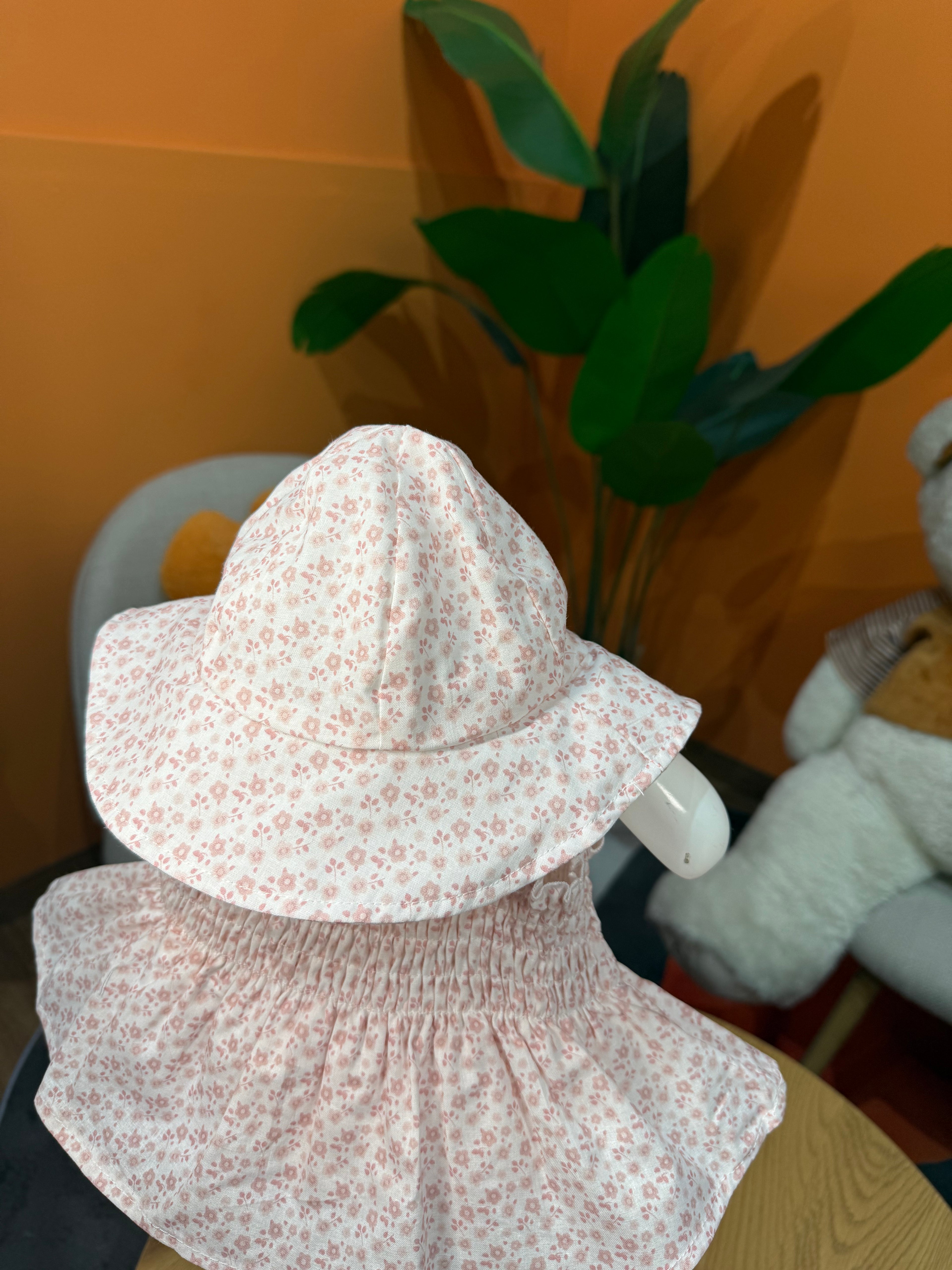 VESTINA A BODY CON MICRO-FIORI E CAPPELLINO