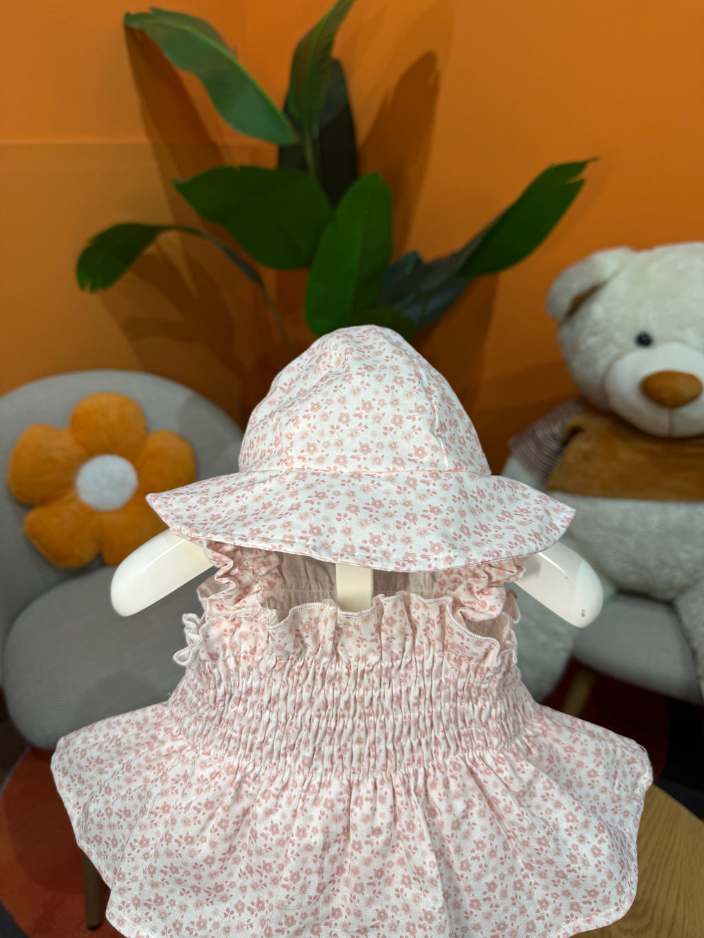 VESTINA A BODY CON MICRO-FIORI E CAPPELLINO