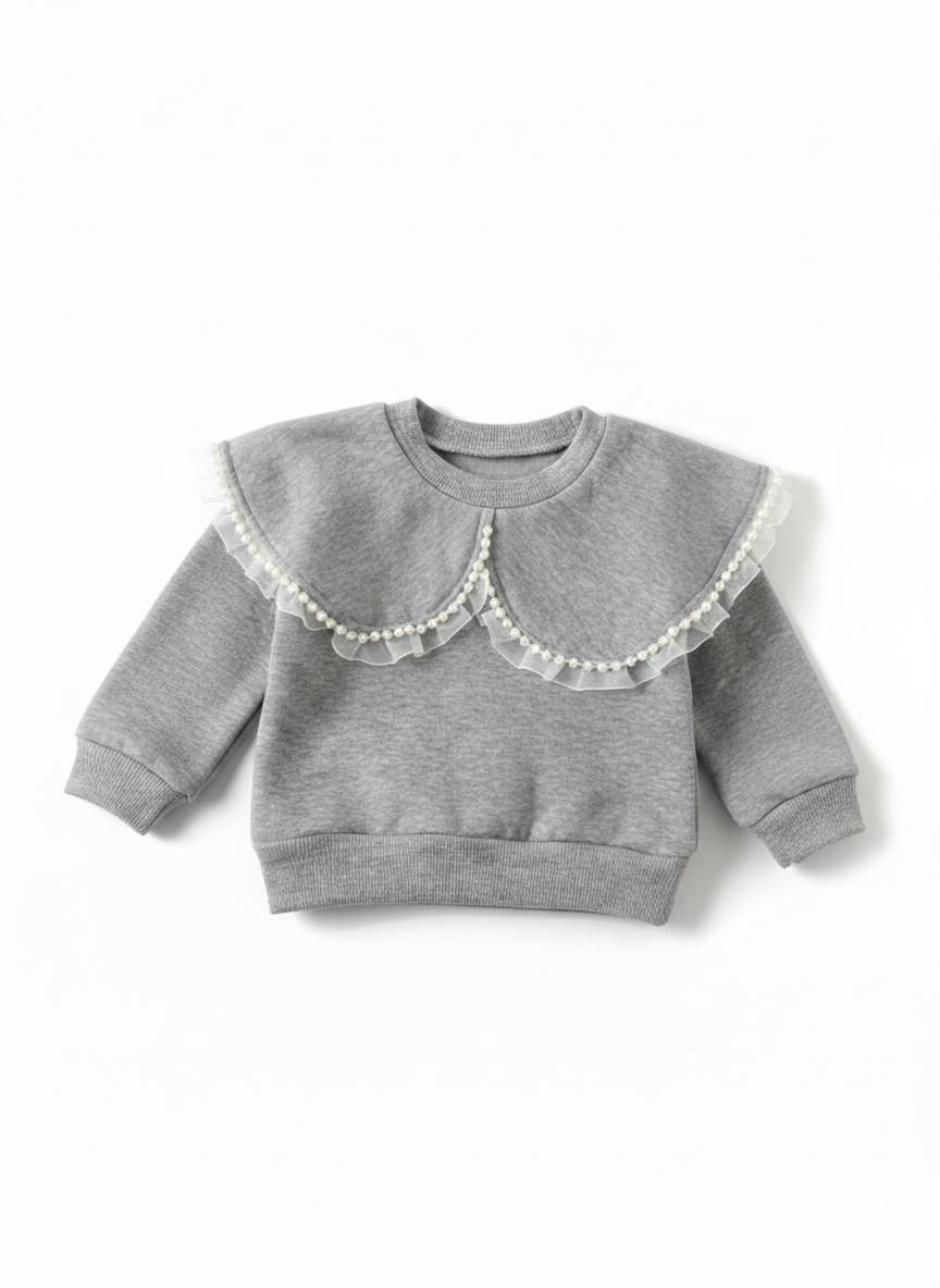 Completo Chic Pearl - Felpa Maxi colletto e pantaloni a zampa