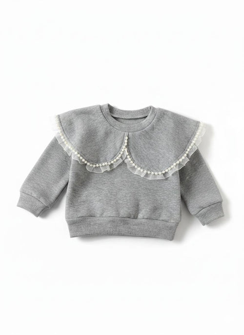 Completo Chic Pearl - Felpa Maxi colletto e pantaloni a zampa